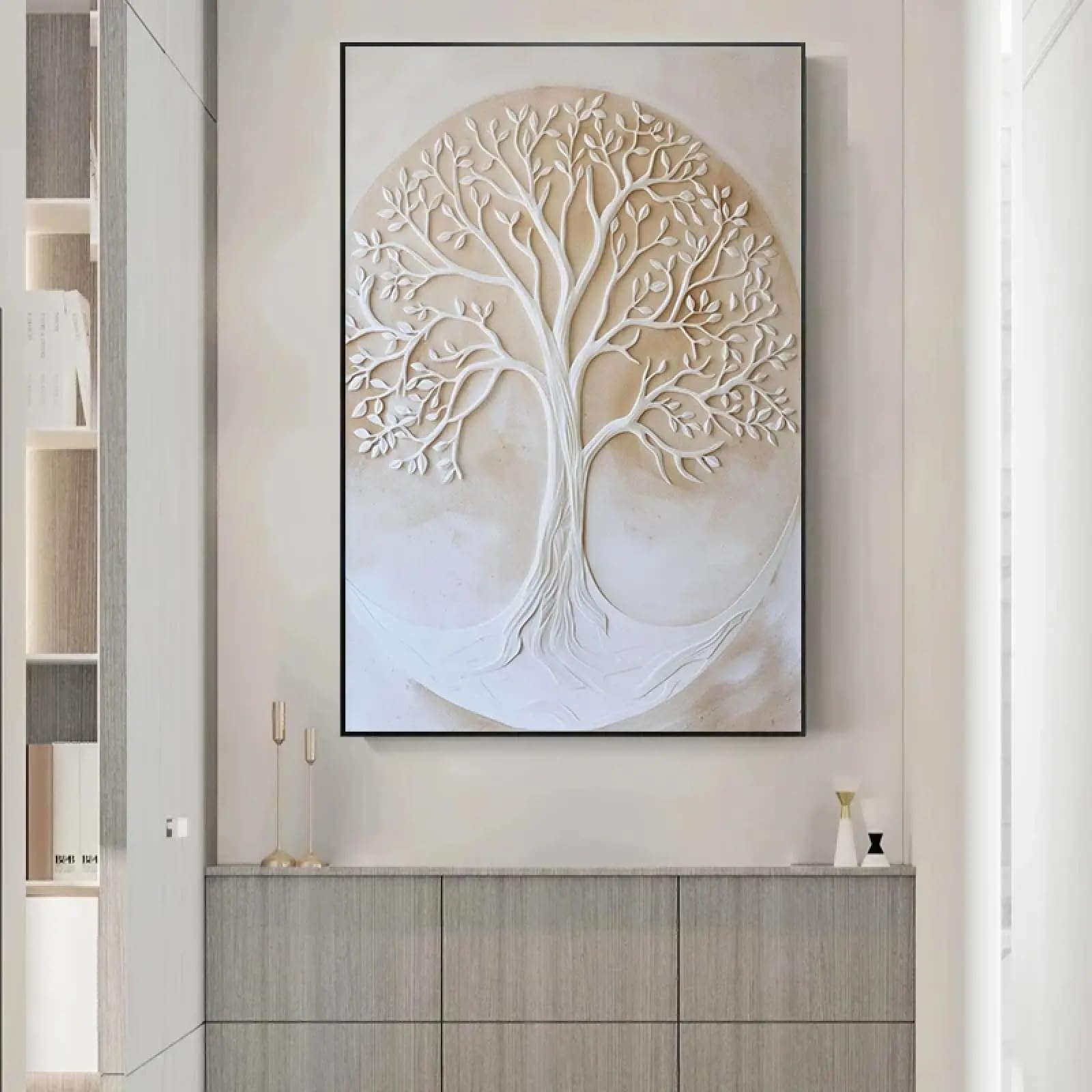 Toile arbre de vie affiche abstraite colorée décoration murale avec cadre - 6
