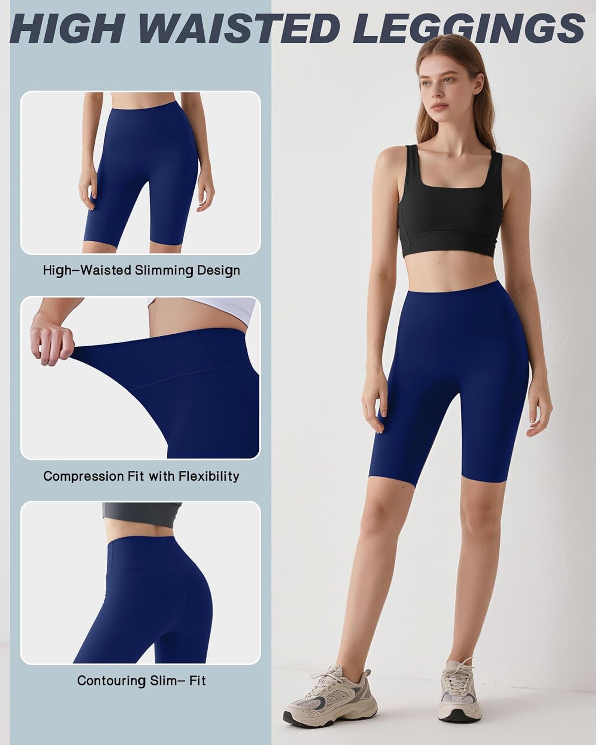 Coume 5 Pack Biker Shorts for Women 8 Inch High Waisted Tummy Control Spandex Yoga Workout Shorts Running Athletic Gym - Image 4