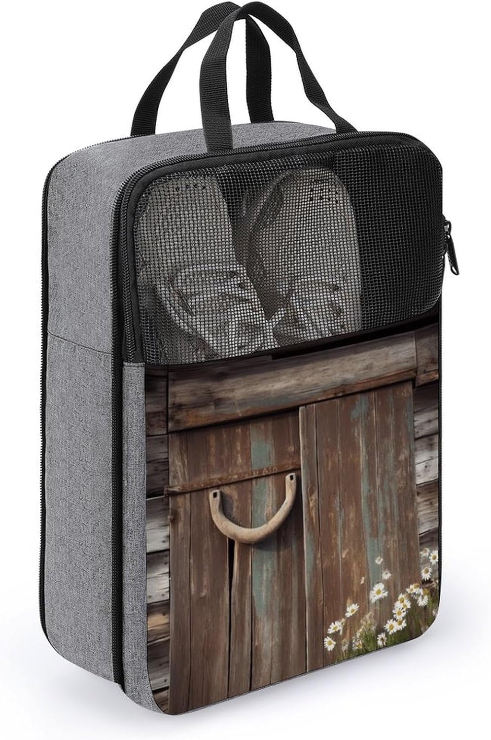 Shoe Bag, Rustic Horseshoe Barn Wooden Printed Shoe Bag,storage Hanging Shoe Bag,bath Towel Storage Bag