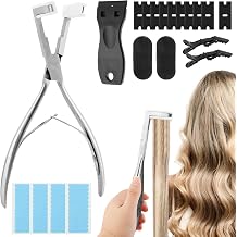 Tape In Pliers Tape In Extension Tool Kit, Tape Remover Scraper Tool,Hair Clips With Hair Extension Tapes, Flat Surface Sealing Hair Extension Plier Hair Extensions Styling ToolsSilver