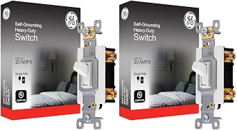 GE Heavy-Duty, Single Pole, in-Wall, Light, Fan, One Switch Circuits, Self-grounding Clip, Easy to Install, 20A/120V AC, UL Listed, White, 42160 (Pack of 2)