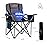 FAIR WIND Oversized Fully Padded Camping Chair for Heavy People with Lumbar Support, Heavy Duty Quad Fold Arm Chair with Cooler Bag - Support 450 LBSBlue