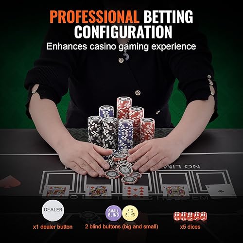 Miniatura 5 de VEVOR Juego de fichas de póquer, juego de 500 piezas de póquer, juego completo de juego de póquer con estuche de transporte de aluminio, fichas de