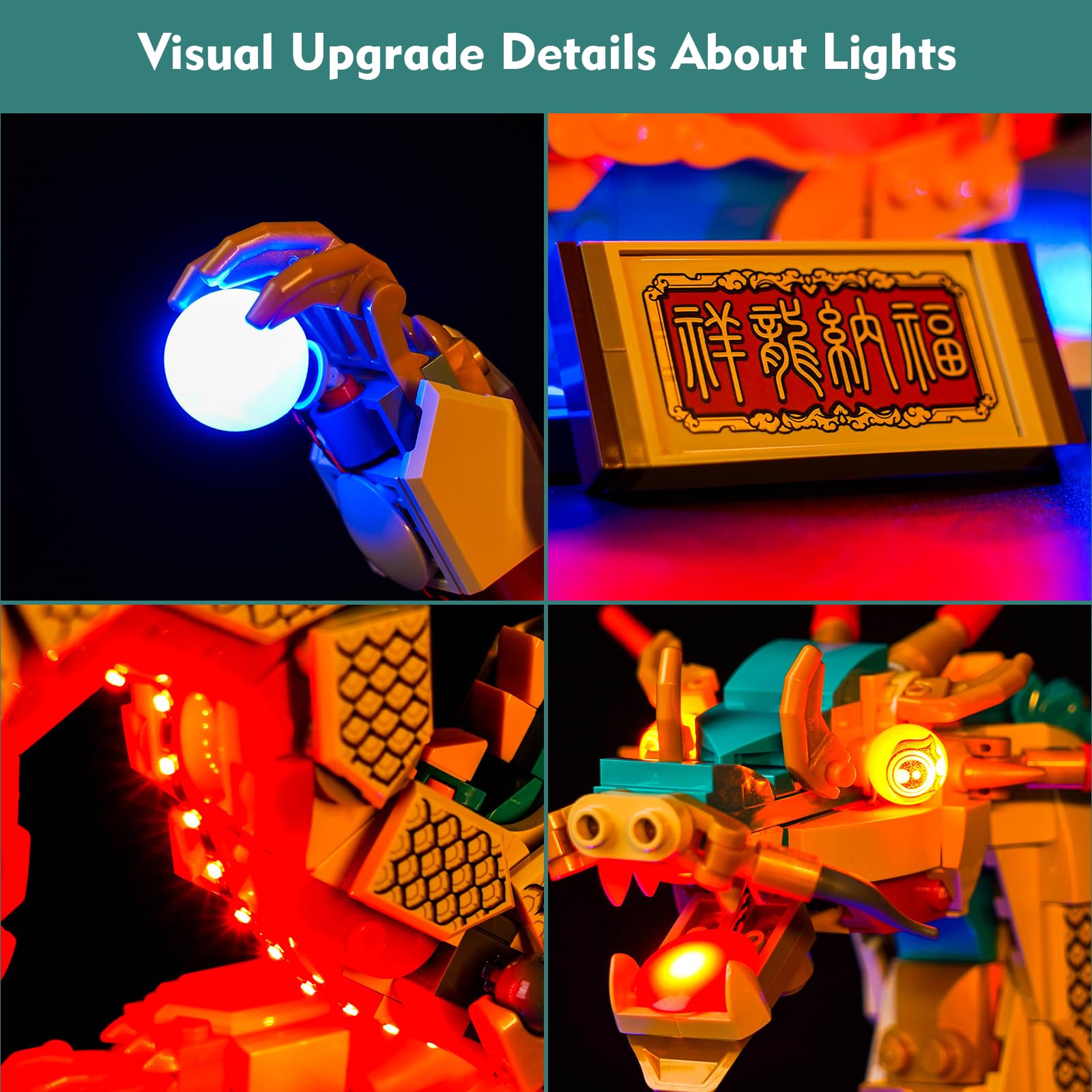 Light Kit for Lego Auspicious Dragon Lighting Set for Lego 80112 Spring Festival Auspicious Dragon, Not Include Models - Image 4