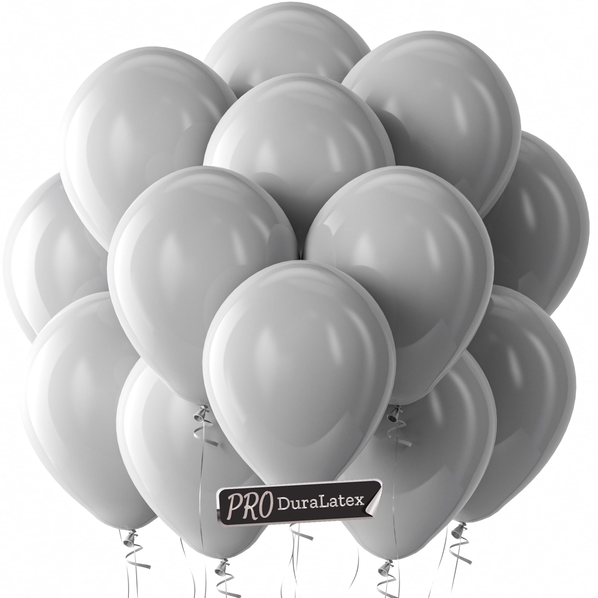 Bezente Pro Duralatex Gray Extra-Thick Balloons 100 Pack 12 inch