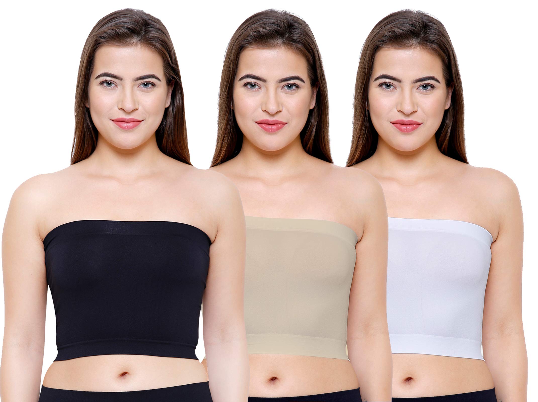 fillory Women's/Girl's Strapless Stretchable Short Bandeau Tube Top Camisole (Free Size)-picture-34