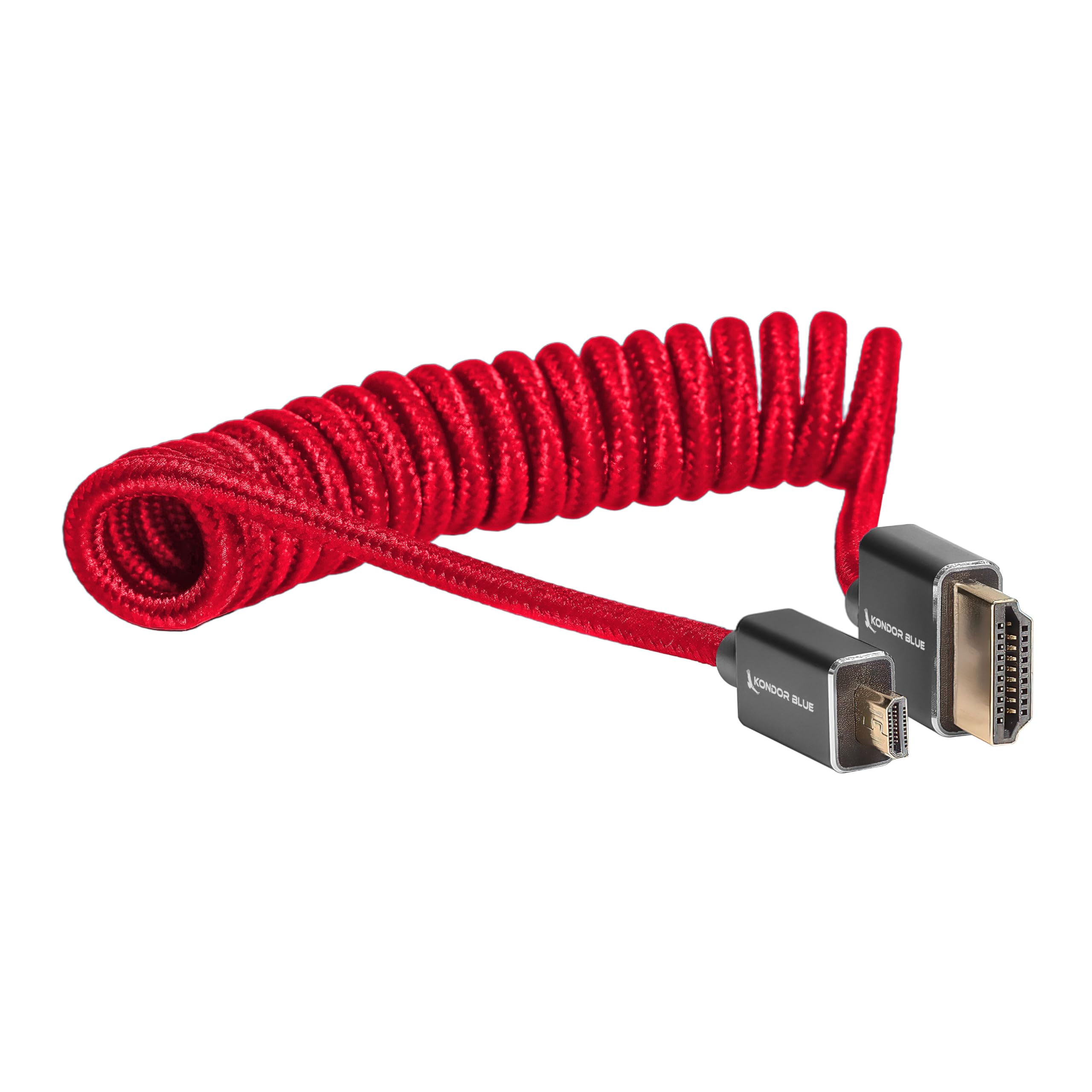 KONDOR BLUE Cable micro HDMI a HDMI de 12 a 24 pulgadas trenzado en espiral | 4K 60Hz, 18Gbps, HDR, video 3D y nailon trenzado con conectores reforzados | Rojo