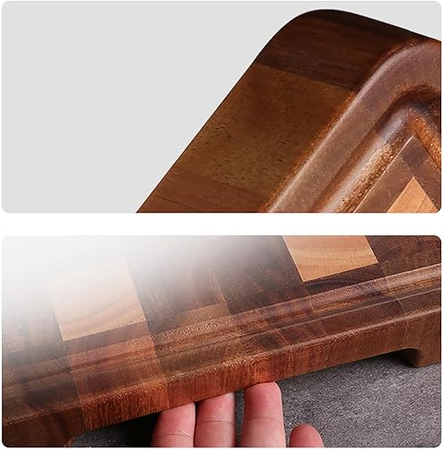 Miniatura 3 de YUSOTAN Tabla de cortar de madera de grano final de acacia y goma (17 x 11 x 1.6 pulgadas), tabla de cortar de madera de acacia, bloque de