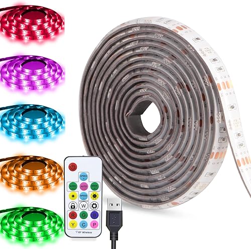 Tira de luz LED alimentada por USB, retroiluminación de TV arcoíris de 9.8 pies3M RGB persiguiendo luces LED impermeables tira de luces USB con