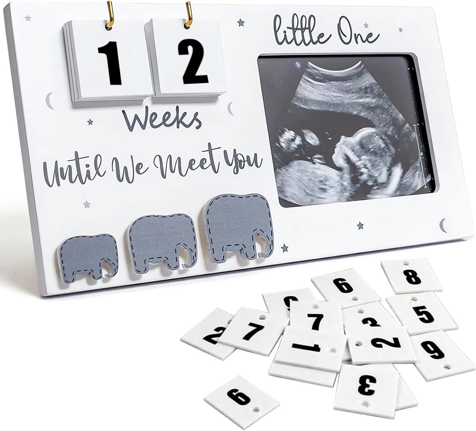 Johiux Baby First Scan Photo Frames Pregnancy Announcement Gifts,Baby Sonogram Picture Frame Countdown Weeks,Ultrasound Picture Pregnant Mom Wooden Photo Mum to be Pregnancy Gifts.