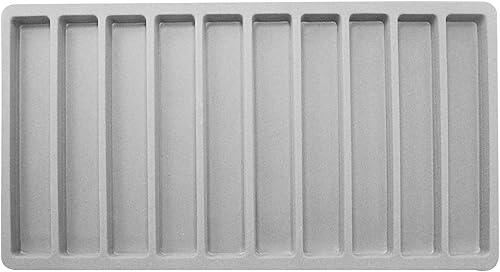 Miniatura 5 de N'icePackaging Bandeja de almacenamiento flocada de 6 unidades, color gris, 10 ranuras, para mercancía, joyería y organización