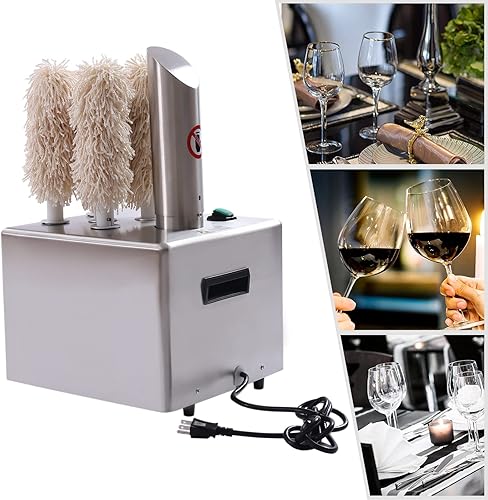 Miniatura 6 de Máquina pulidora eléctrica de copas de vino de bodega, máquina pulidora de vidrio comercial 2 en 1 con 5 cepillos, máquina pulidora de cristalería