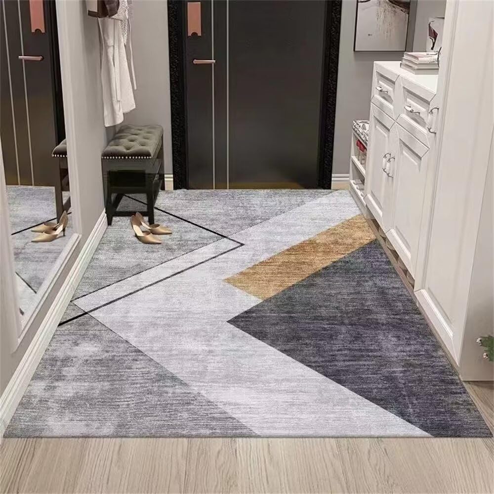 Tapis de salon gris 70x140cm lavable pour couloir et chambre