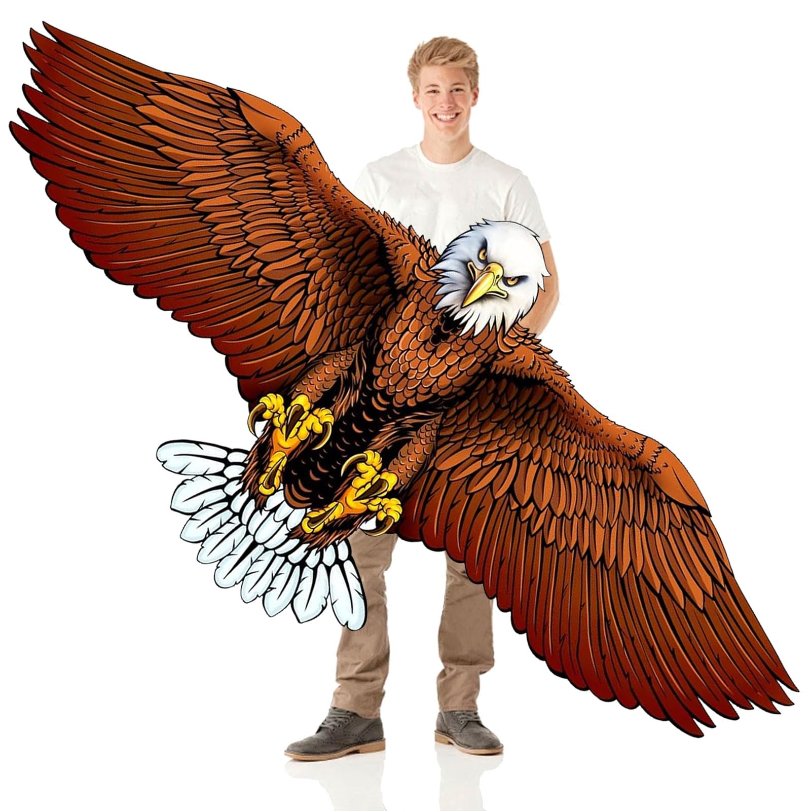 Flying Hoofer Bald Eagle Kite for Kids Ages 4-8 & 8-12 and Adults, Easy to Fly, Comes with 100m Kite String Handle