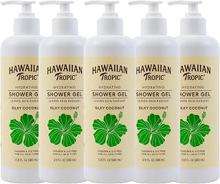 Hydrating Shower Gel, Body Wash 5 Pack, 380ml Bottle, Silky Coconut Scent, SLS Free, Paraben Free, Hotel Bathroom Amenities, Bulk Size, Air Bnb, Guest Bathroom Essentials, Airbnb