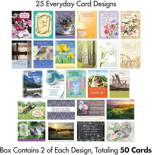 Miniatura 3 de Faithfully Yours Designer Greetings - Surtido de tarjetas inspiradoras en caja, "Of Good Courage" con versículos bíblicos de las Escrituras (caja de