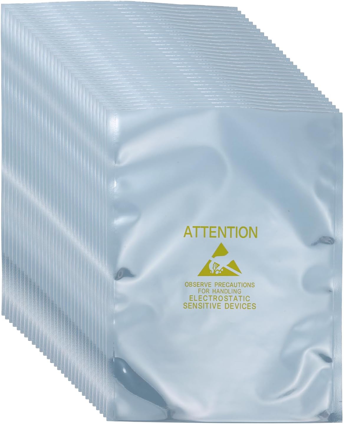 MECCANIXITY 100 Pcs Anti Static Bags 12.2" x 15.7" Open Top ESD Shielding Bag with Labels for Hard Drive HDD SSD Electronic Device Motherboards, Silver Gray