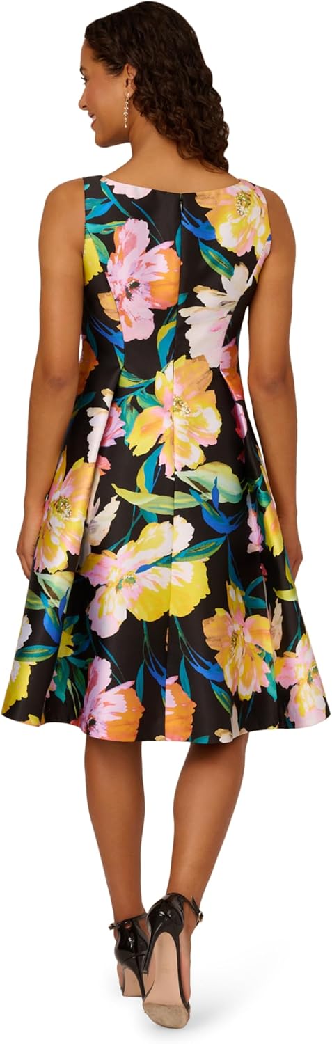 Adrianna Papell Womens Printed Mikado Short Dress - Image 2