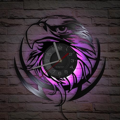 Reloj de pared de disco de vinilo vintage de 12 pulgadas con 7 modos luminosos, reloj negro analógico silencioso sin tictac para decoración del hogar