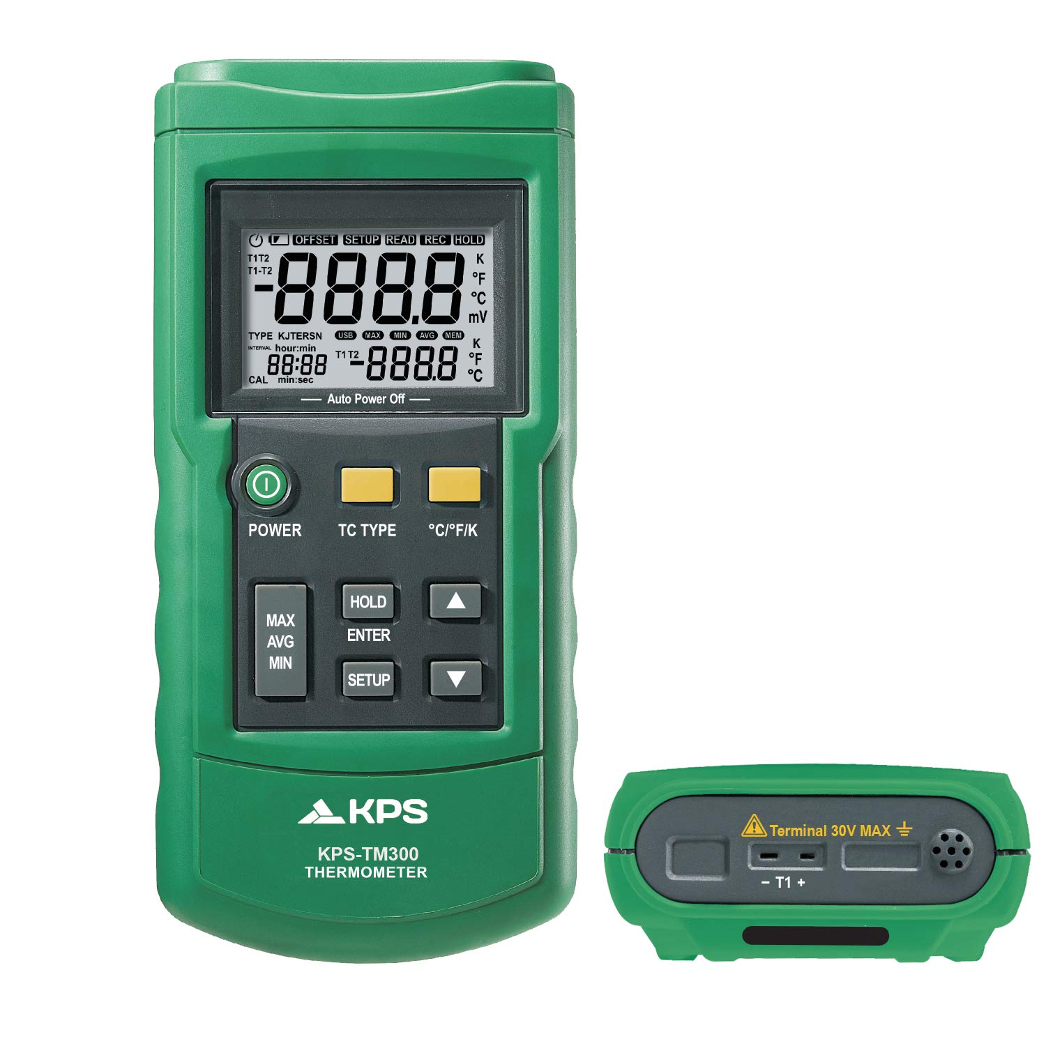 KPS-TM300 Termómetro Digital 1 Canal Compatible con Termopar J, K, T y E. Retención de lecturas y Medidas en ºC ºF o Kelvin