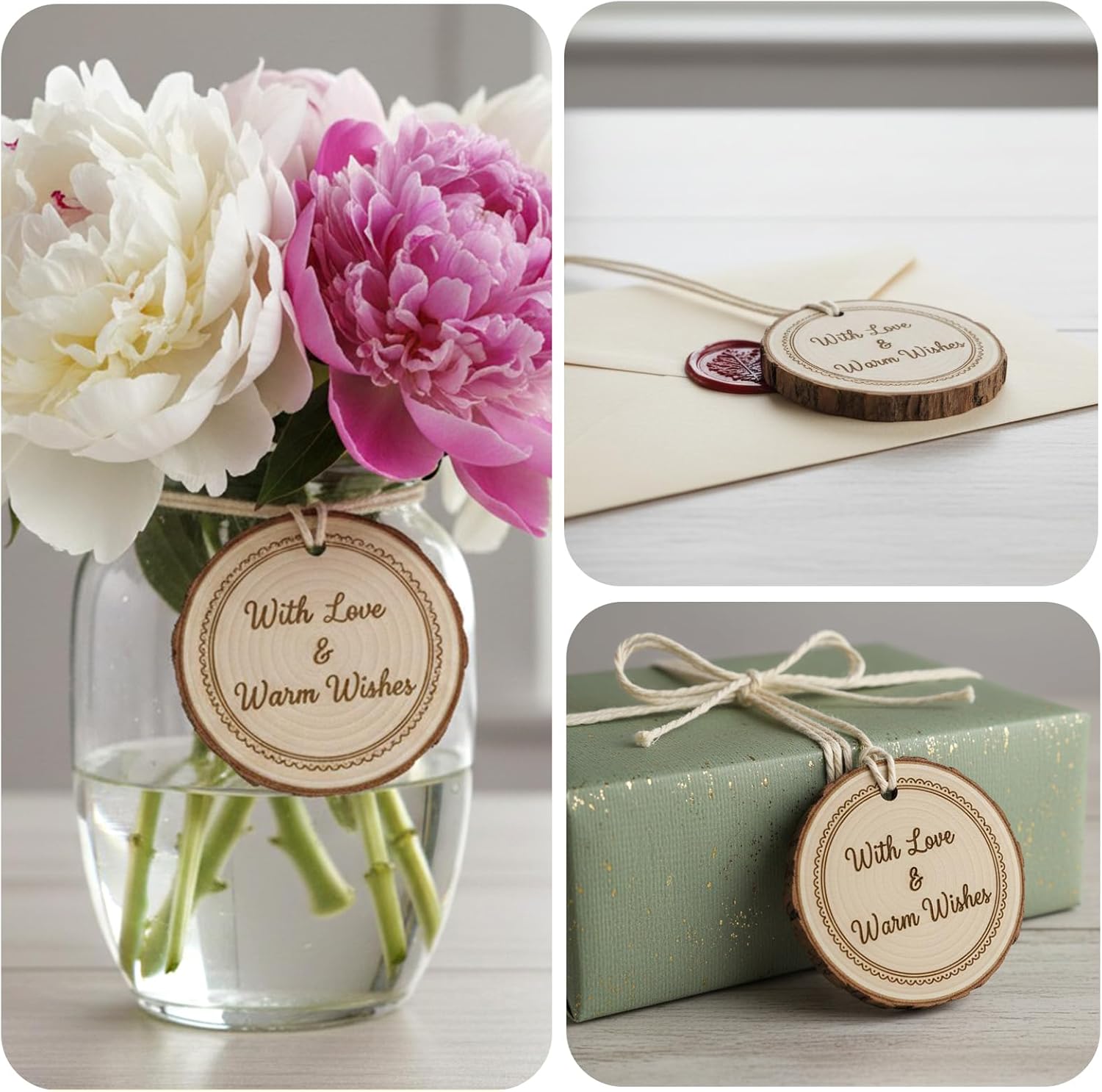 JOHOUSE 40Pcs Wood Slices, 2.9"-3.4" Unfinished Natural Wood Rounds for Crafts, Christmas Ornaments, Home Decor, Painting, Coasters, DIY Gifts, Party Wedding Decor, with Pre-drilled Hole - Image 6