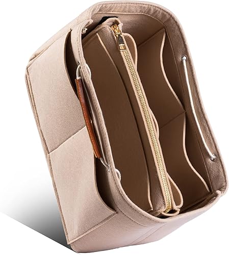Olunsu Purse Organizer Insert for Handbags Tote with Zipper Felt Bag Divider Keep Bag Shape Lightweight, 5 Sizes