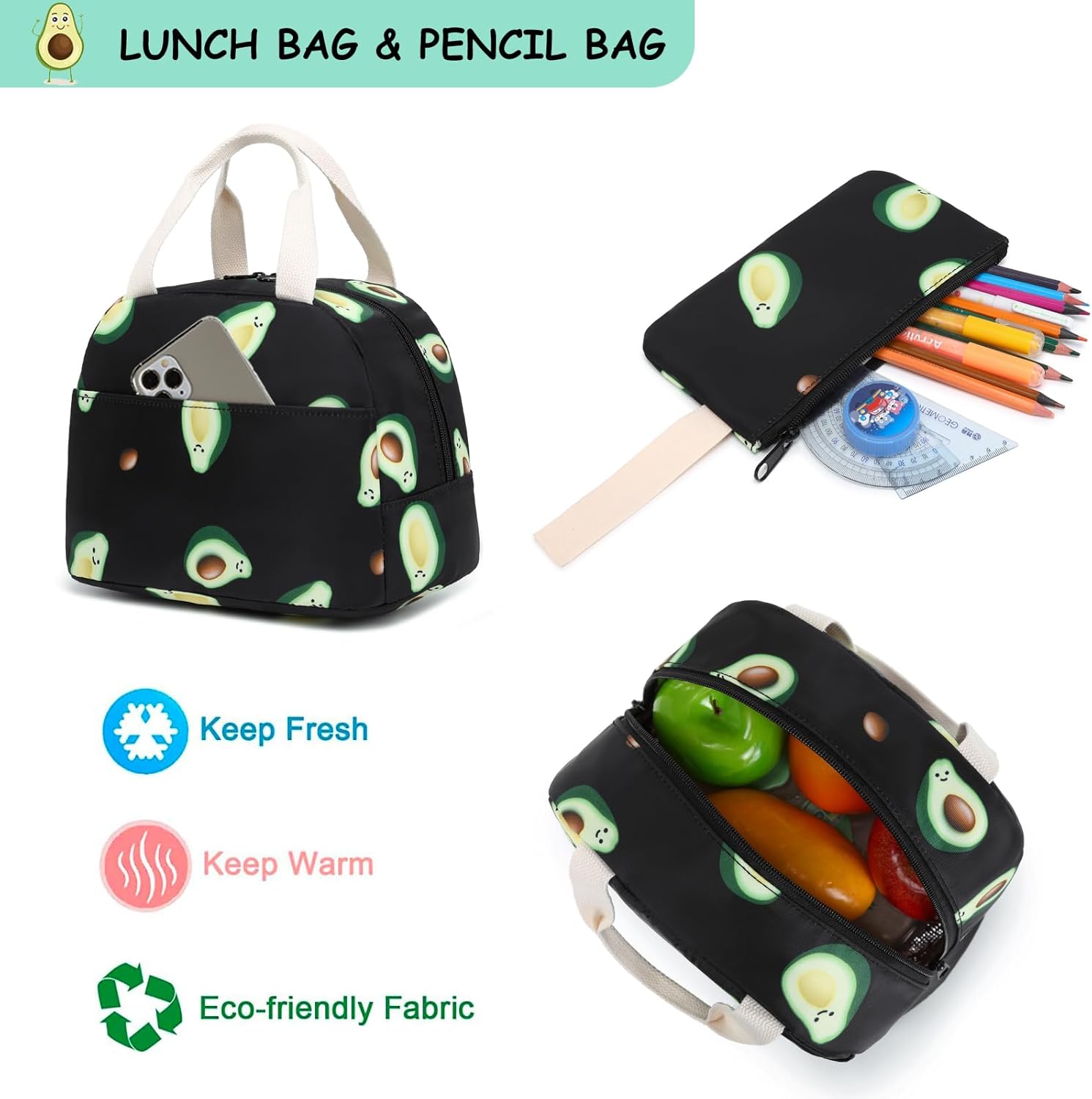 Fuyicat School Backpack Set for Girls, 3-in-1 Kids Teens Elementary Middle School Bags Bookbag with Lunch Bag Pencil Case - Image 4