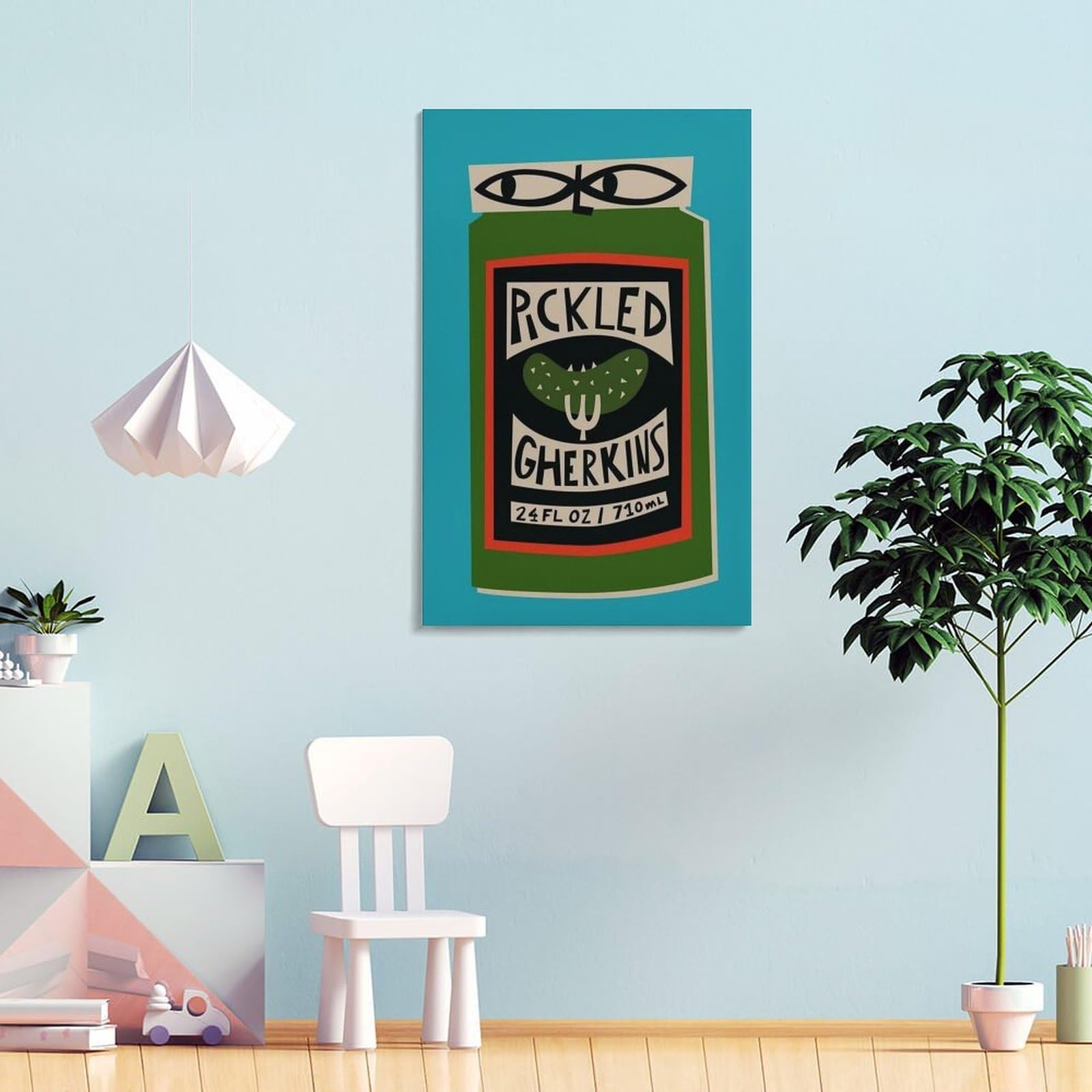 QOGDAF Bild mit eingelegten Gurken auf Leinwand, Wanddekoration, Gemälde für Wohnzimmer, Schlafzimmer, 50 x 75 cm