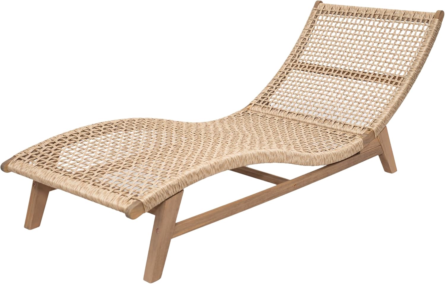 Christopher Knight Home Amalfi Acacia Wood Chaise Lounge Chair Outdoor Set of 2, Wicker Patio Chaise Lounge, Outdoor Sun Lounger, Poolside Seating, Light Teak