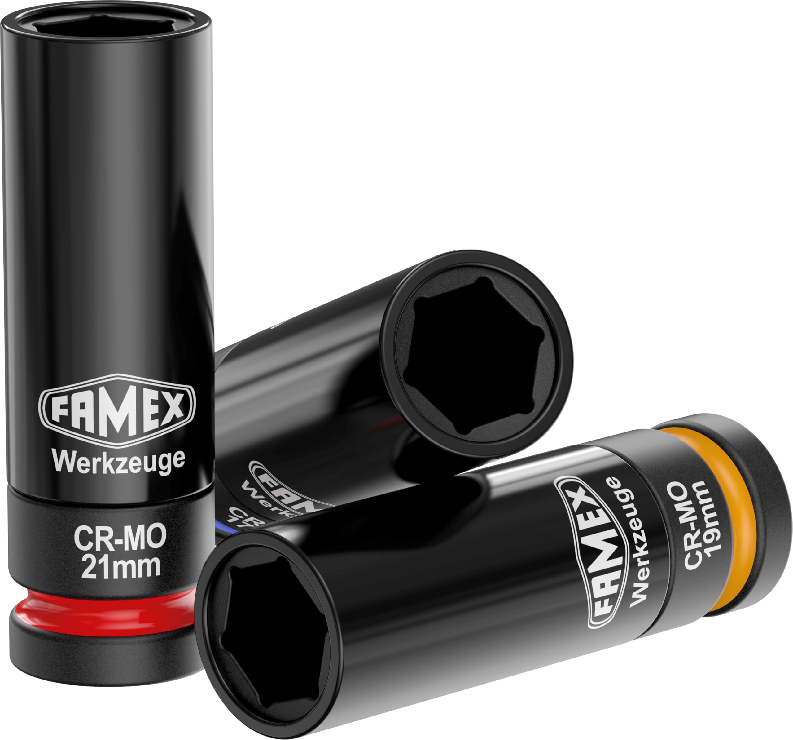 FAMEX 10886-3N-KS Llave dinamométrica 1/2" (12,5 mm) | 30-210 Nm con certificado de calibración - Juego de ahorro con inserciones suaves para tornillos de rueda | para coches y furgonetas