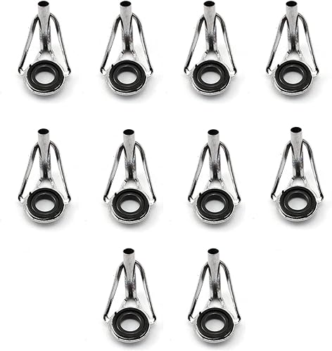 heyous Kit de reparación de puntas de caña de pescar, 10 piezas, guía de caña de pescar, puntas superiores, anillos de ojos de bricolaje, marcos de
