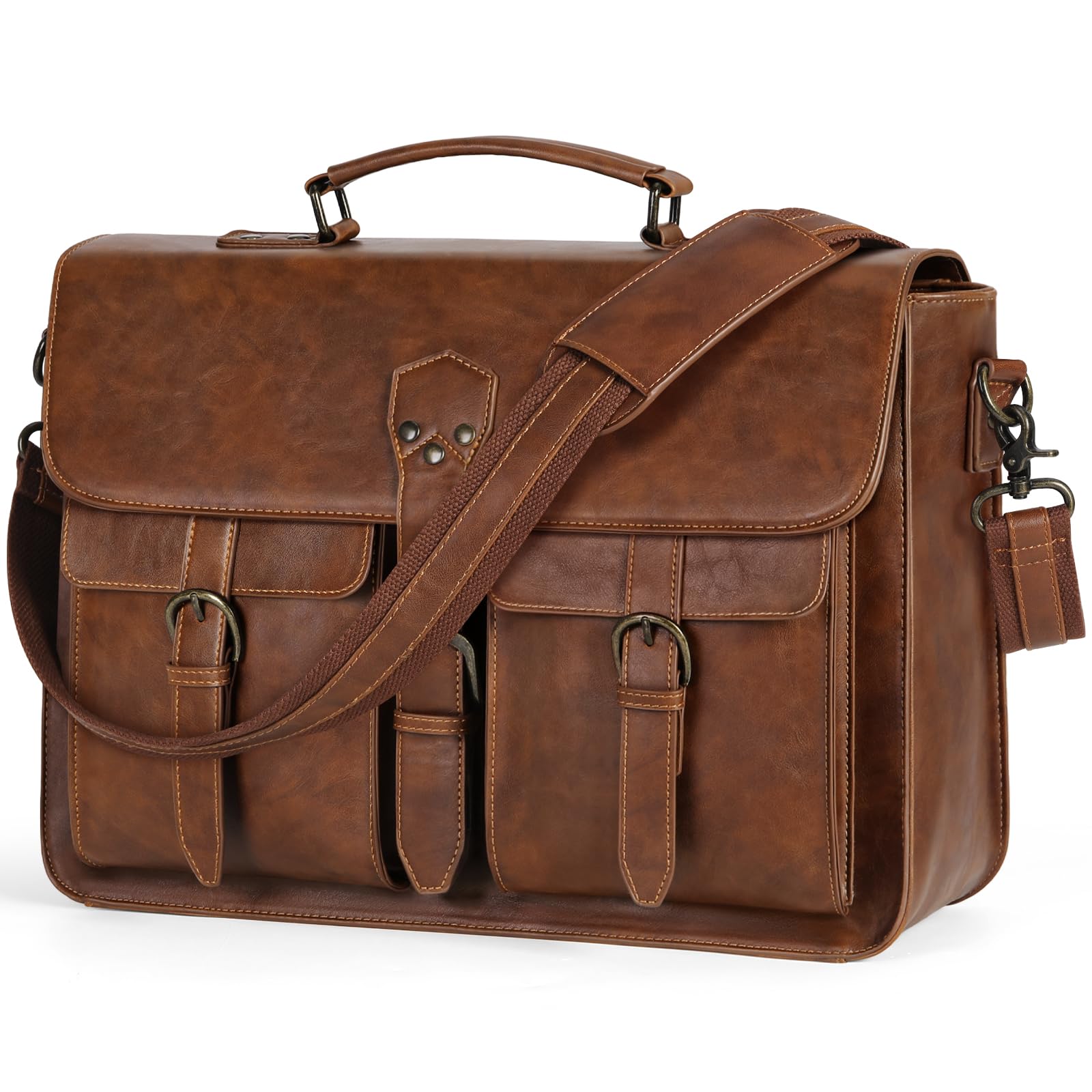 rainsmore Messenger Bag for Men 15.6 inch Vintage Leather Waterproof Laptop Briefcase Large Computer Laptop Bag-picture-20
