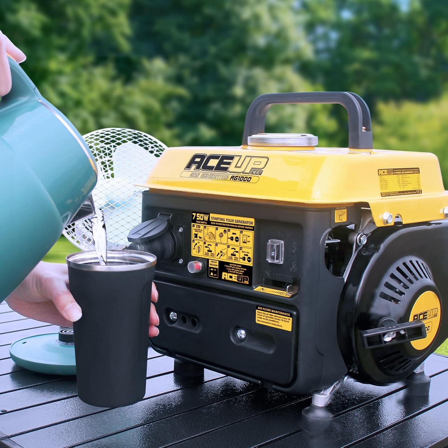 Aceup Energy - Generador eléctrico a gasolina con toma de corriente de 230 V, 750 W