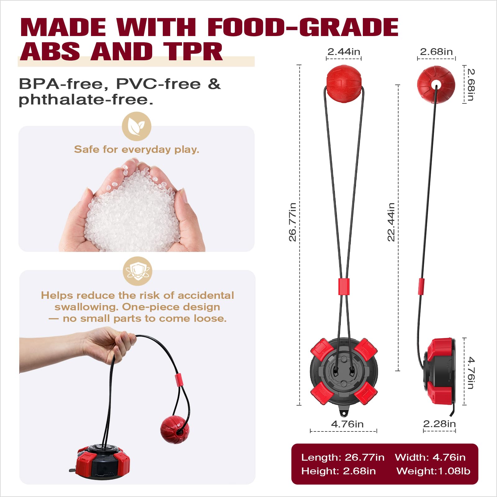 Juguetes interactivos para perros pequeños y medianos, juguete para perros pequeños y medianos, con ventosa giratoria para mantenerlos ocupados, cuerda de acero, juguete de dentición para cachorros