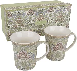 Tea Coffee Mug Pretty White Floral Water Colour Busy Bees Design By