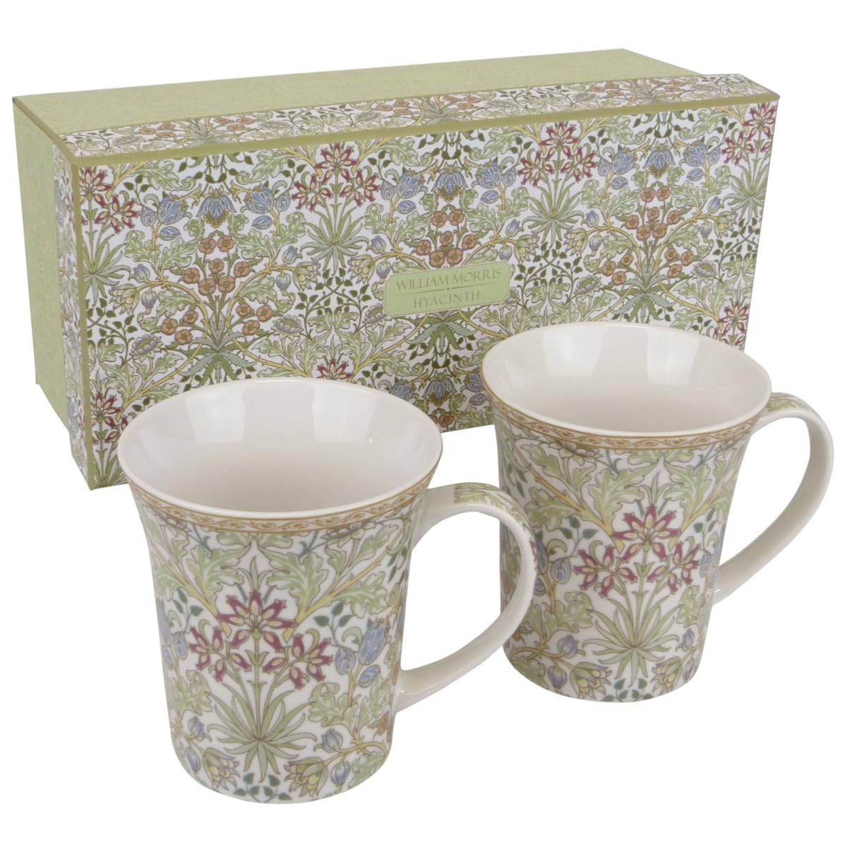 The Leonardo Collection William Morris Hyacinth Mugs Set of 2 for Hot Drinks | Fine China Printed Coffee Cups for Kitchen & Home | Reusable Tea and Coffee Mugs for Every Occasion