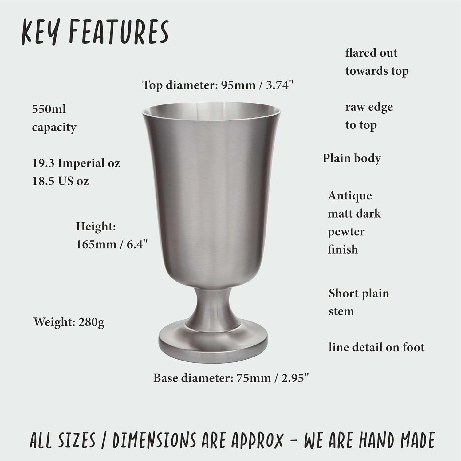 Wentworth Pewter - Medieval Pewter Chalice Goblet Drinking Toasting Cup (Chalice)