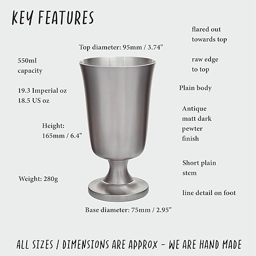 Miniatura 6 de Wentworth Pewter - Taza de tostado de cáliz de estaño medieval para beber cáliz, personalizada