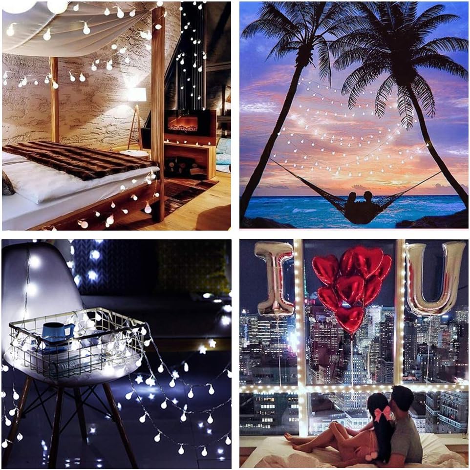 Ollny Globe String Lights 100 LED 33ft for Indoor Bedroom Wedding Party Outdoor Christmas Garden Decorations Bulb Fairy String Lights with Remote Plug in Cool White