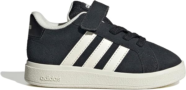 Close-up view of the side profile of the adidas Kids Grand Crt 00S Baby Trainers, highlighting the classic adidas branding.