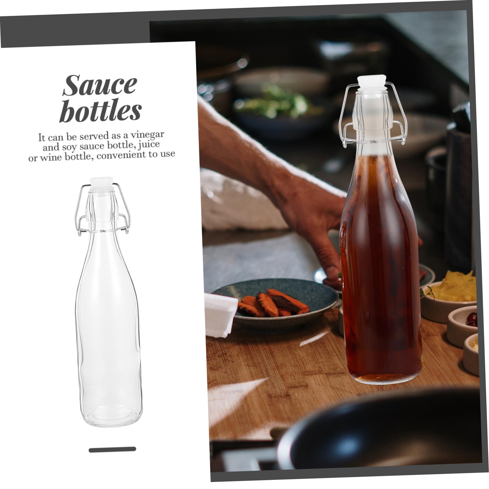 Mikinona 2piezas Botellas De Vidrio Para y Salsa De Soja De Botellas De Bebidas Claras y Reutilizables Para Cocina y Hogar
