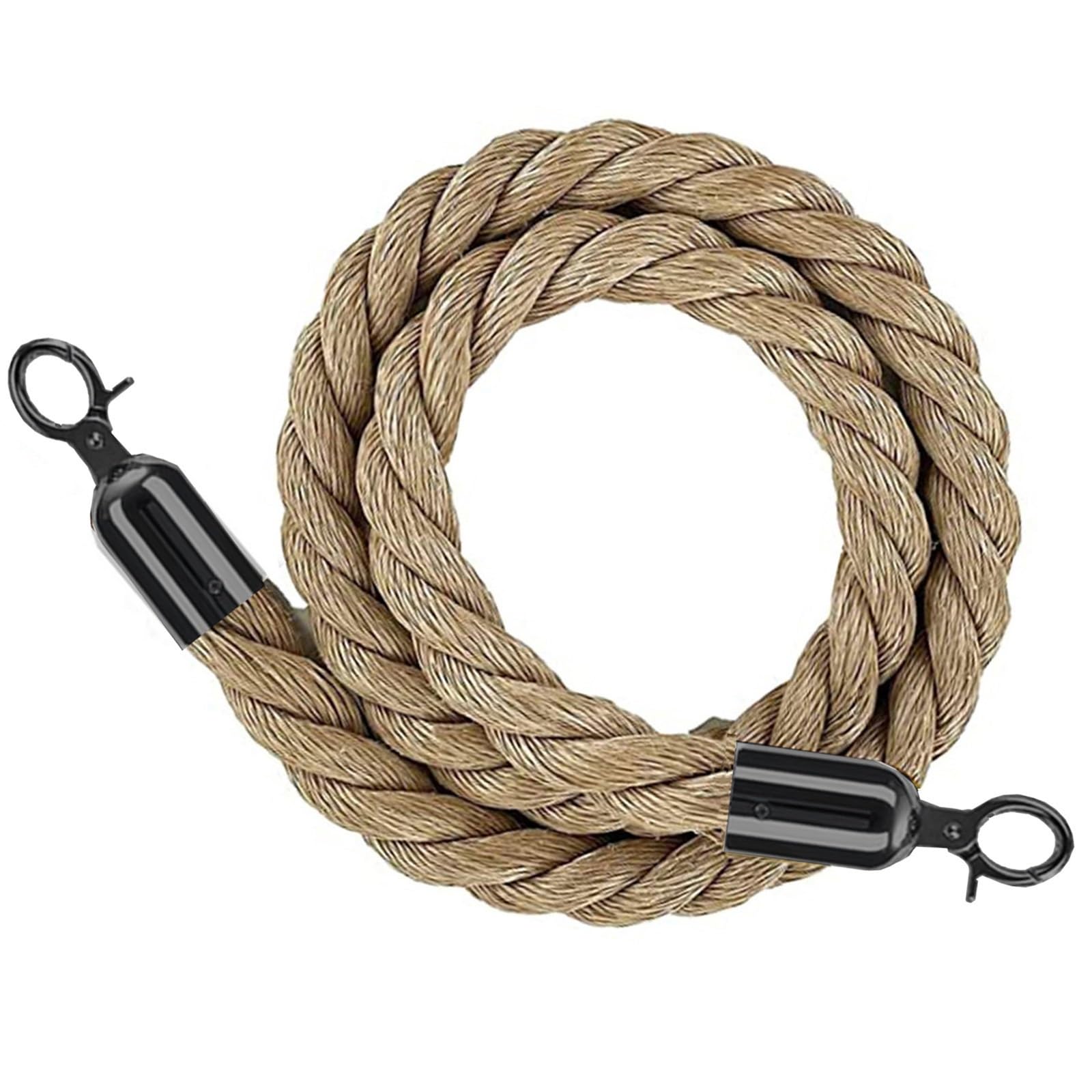 KLGFBDC Hemp Rope with Hooks 0.6-4mm Diameter 13Ft Length - Black Twisted Cord for Outdoor Camping DIY Projects and Heavy-Duty Use