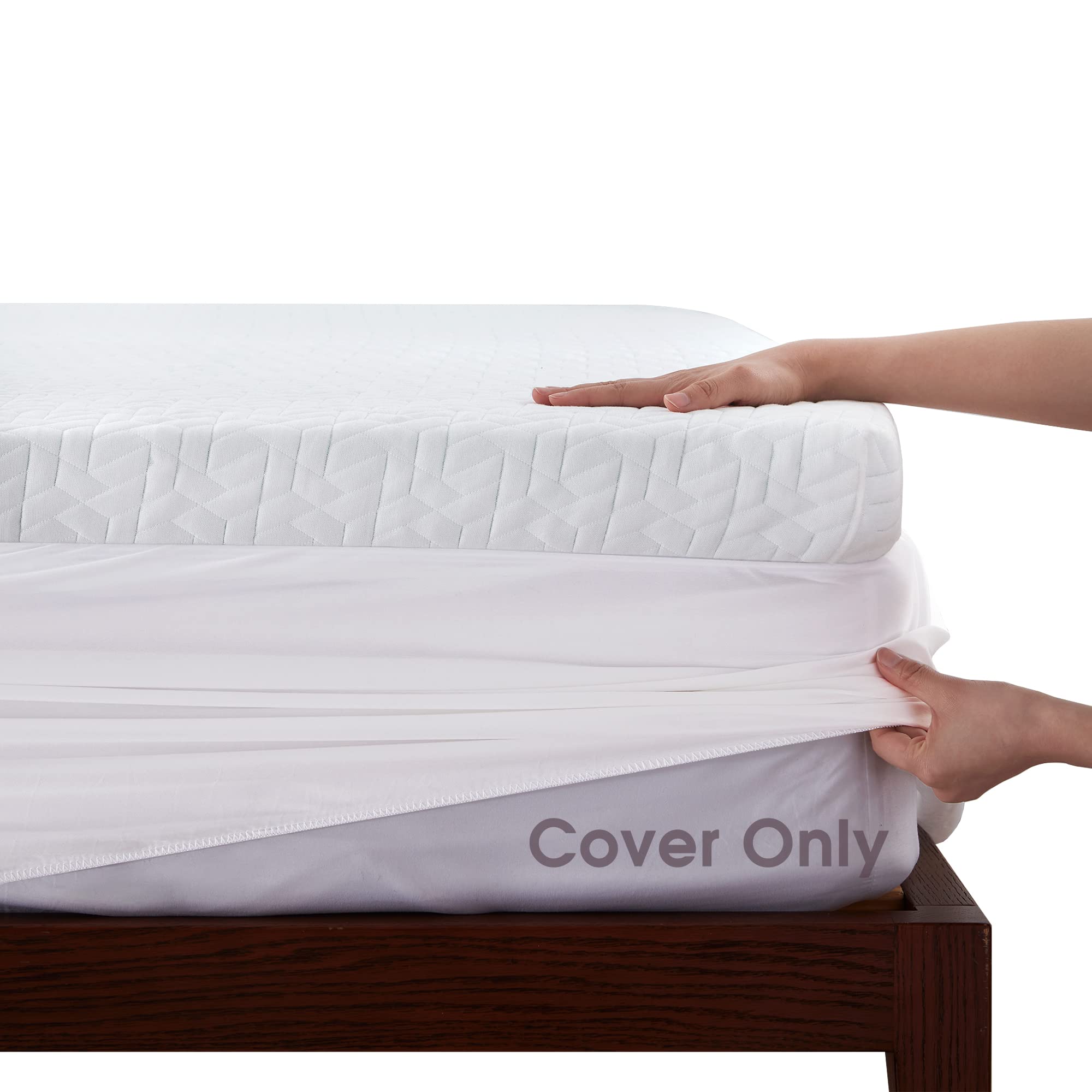 BEDLUXURY Mattress Topper Cover Removable (Cover Only) 3inch Queen Size Cool Mattress Protectors Washable with 18 inch Deep Pocket Rayon Made from Bamboo Fabric with Zipper
