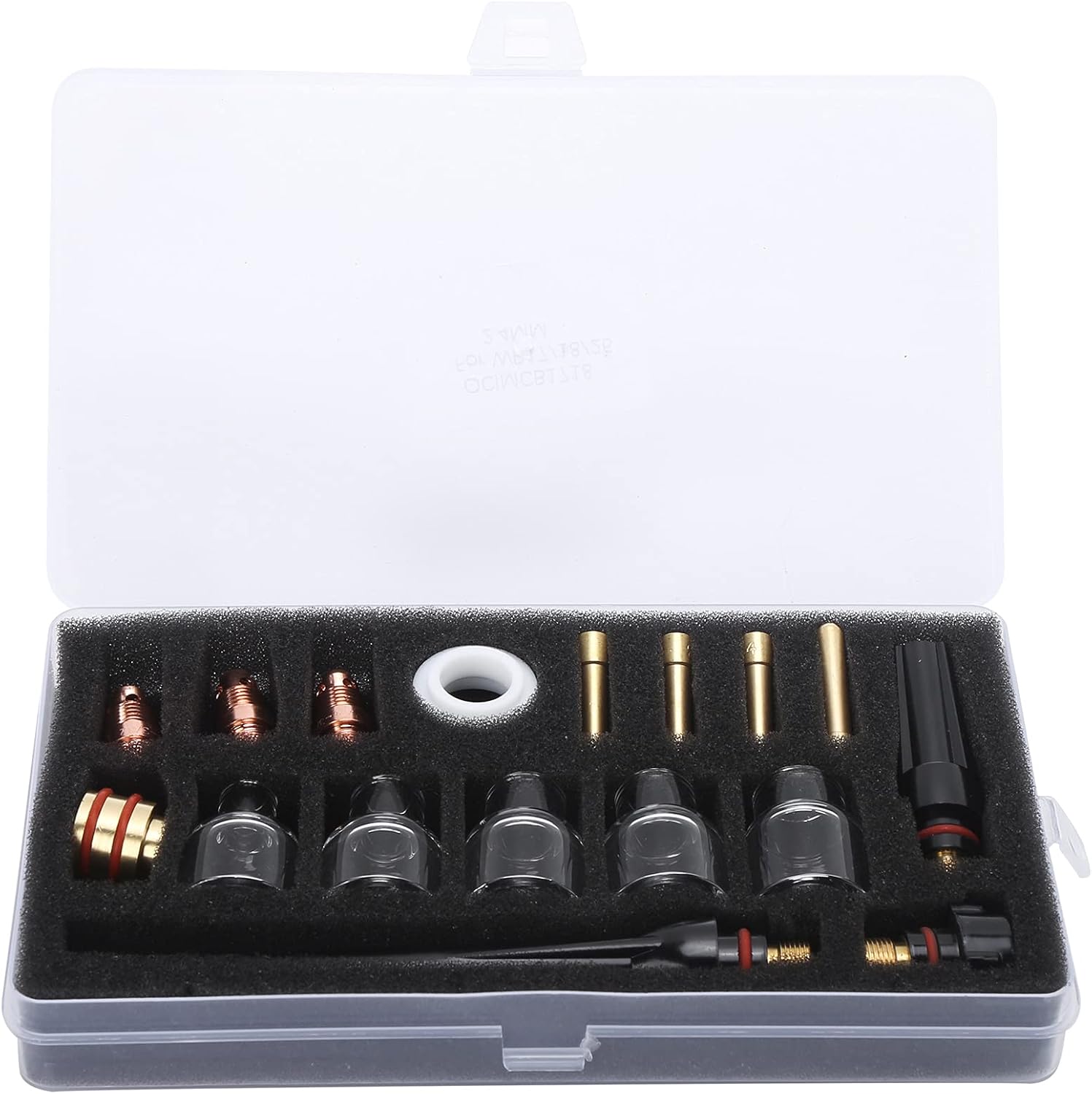 Welding Torch Accessories Kit, Glass Cup Nozzle Kit, Tungsten Clamp, Tail, Silicone for WP 17/18/26, High Temperature, Easy to Operate