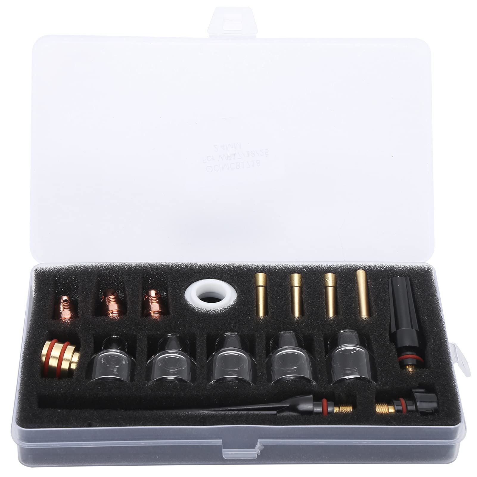 Welding Torch Accessories Kit, Glass Cup Nozzle Kit, Tungsten Clamp, Tail, Silicone for WP 17/18/26, High Temperature, Easy to Operate