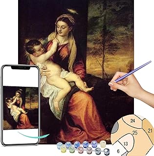 ZEYUPAIN Paint by Numbers Kit for Adults - Mary with The Christ Child Painting by Titian - Crafts DIY Paint by Numbers Kits for Beginners