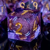 Vista 23 de ARUOHHA juego de dados de núcleo líquido DND, juego de dados de 7 piezas de resina con bordes afilados RPG rojo azul poliédrico D y D con caja