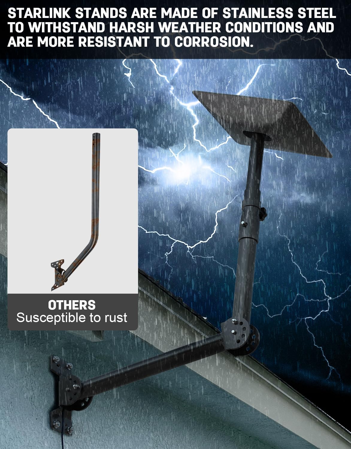 Adjustable Starlink Mounts, Starlink Long Wall Mount, Starlink Wall Mount Kit,Compatible with V2 Dish,Starlink Mounting Kit starlink Pole Mount