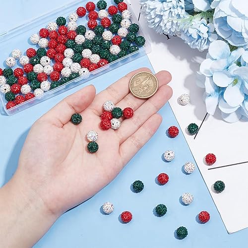 Miniatura 232 de Pandahall - Bolas de arcilla de 10 mm, tipo discoteca con 100 unidades, cuentas de polímero de arcilla con diamantes de imitación, creaciones