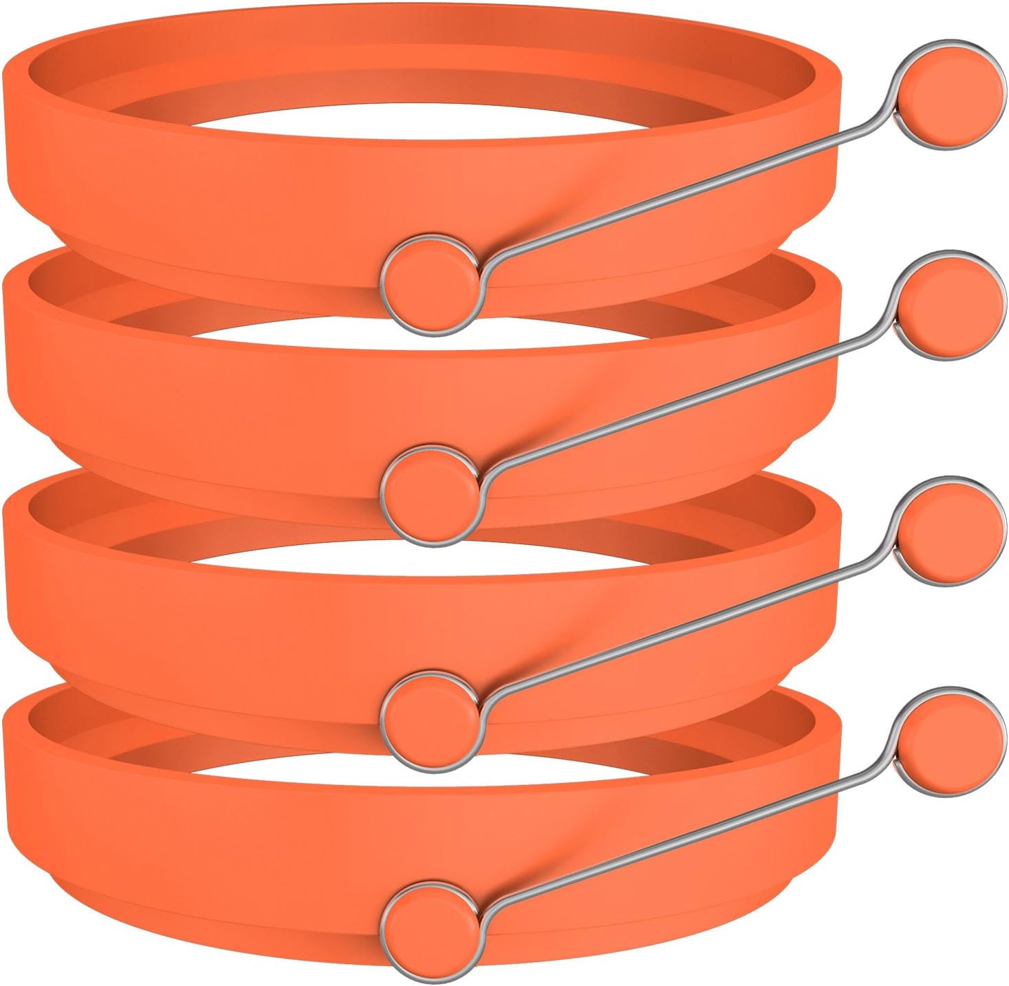Ozera 4 Pack Egg Ring, Egg Cooking Ring molds for Frying Eggs - Orange